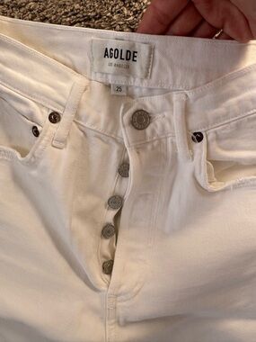 AGOLDE Women's White High-Rise Button-Fly Jeans